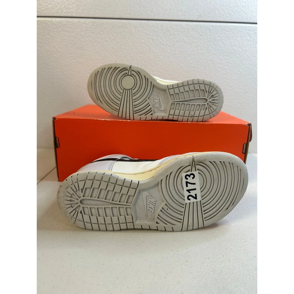 Nike Dunk High White Grey Black 4Y #2173
